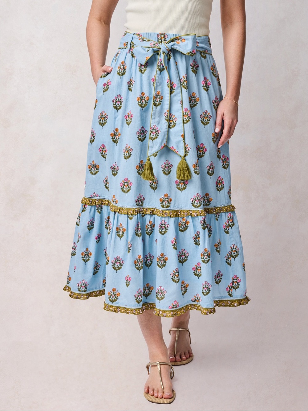 Printfresh Emmie Skirt in Wildflower Walks in Soft Blue